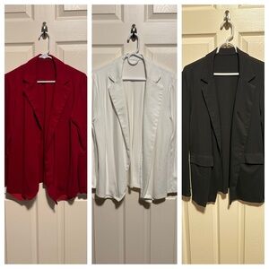 3 Classic Knit Blazers - Red, White, and Black